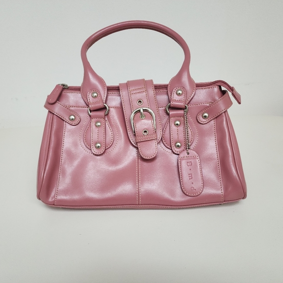 Pink & Raspberry color leather purse - Picture 3 of 7